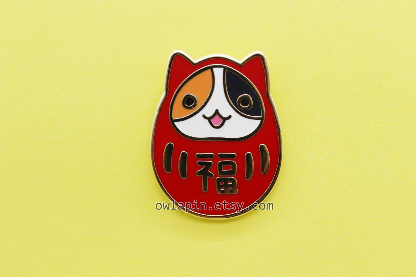 Cat Daruma Doll Mini Enamel Pin