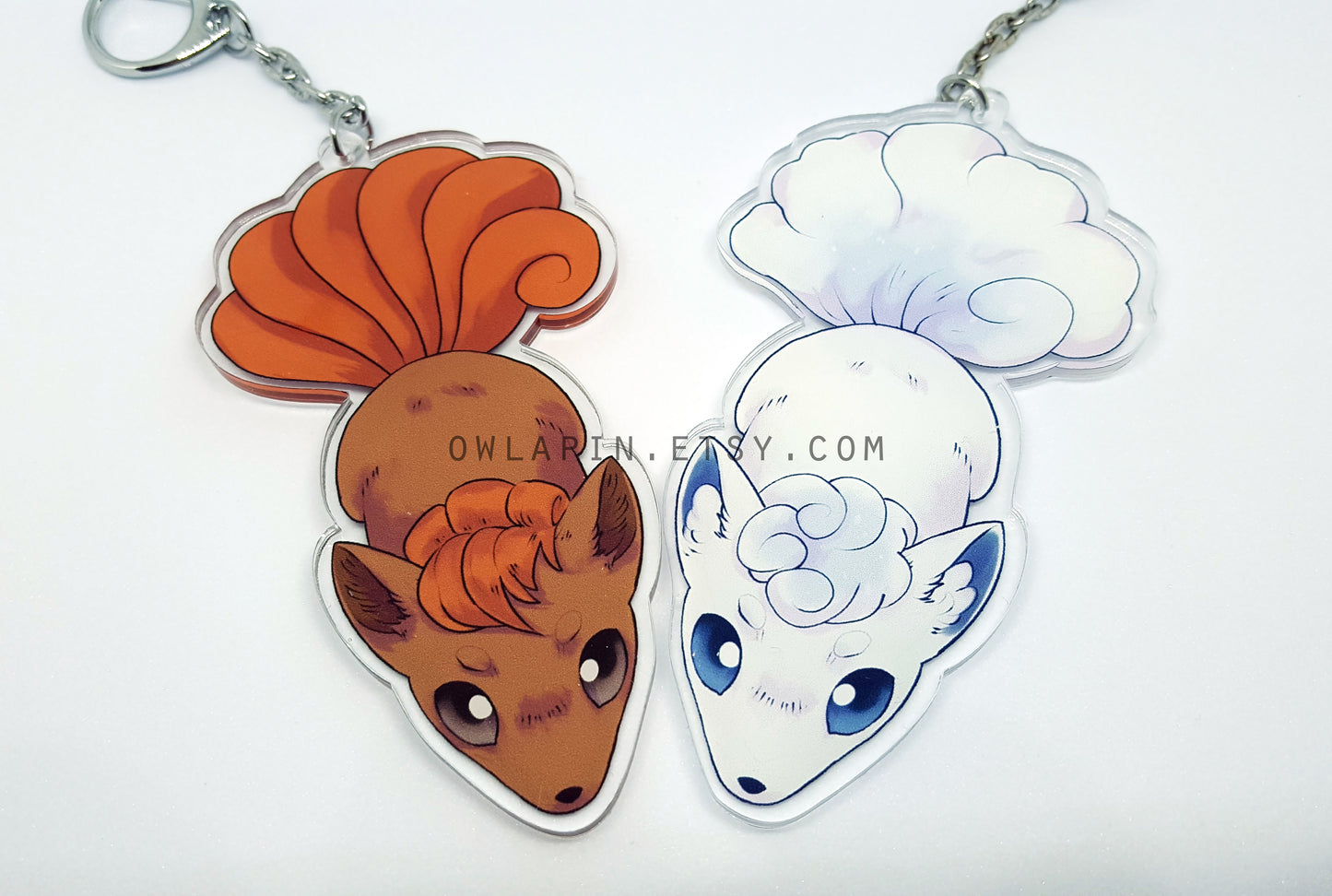 Orange and White Fox Keychain - Cute Paws