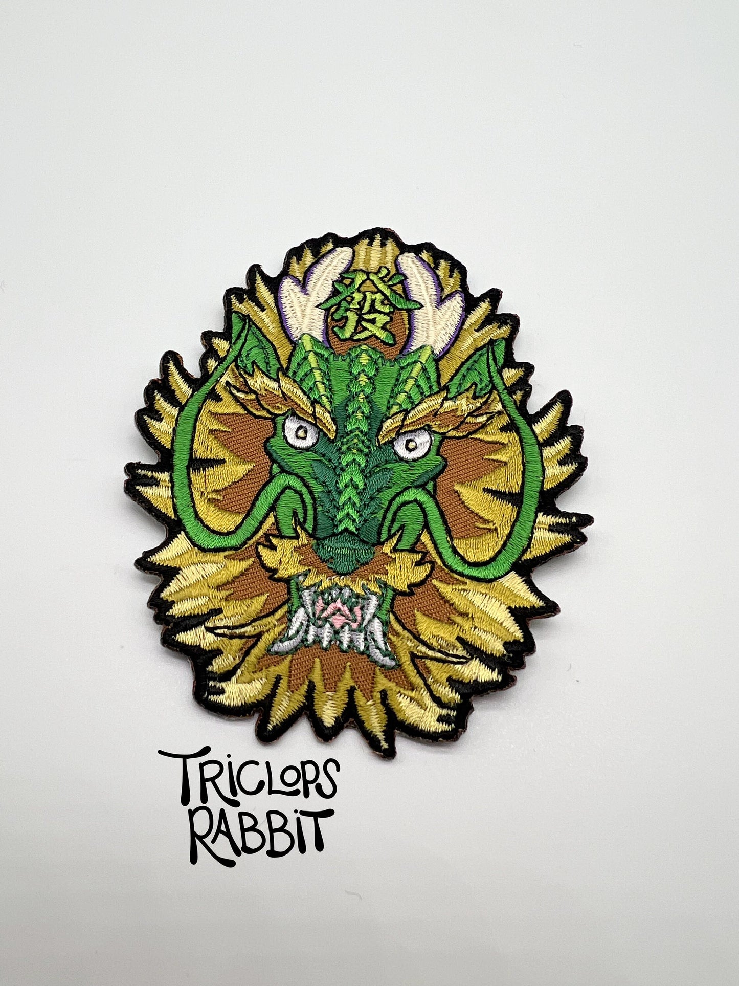 Green Dragon "Fa" Iron-On Patch