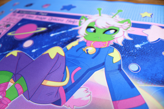 Alien Cat Computer Window Desk Mat