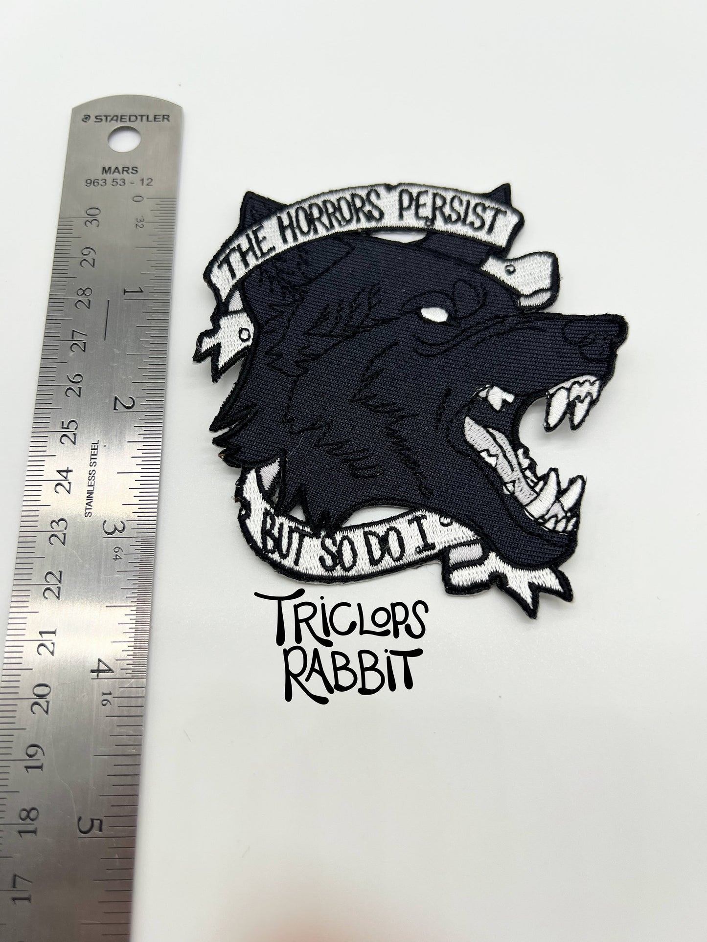 Black Wolf "The Horrors Persist" Iron-On Patch