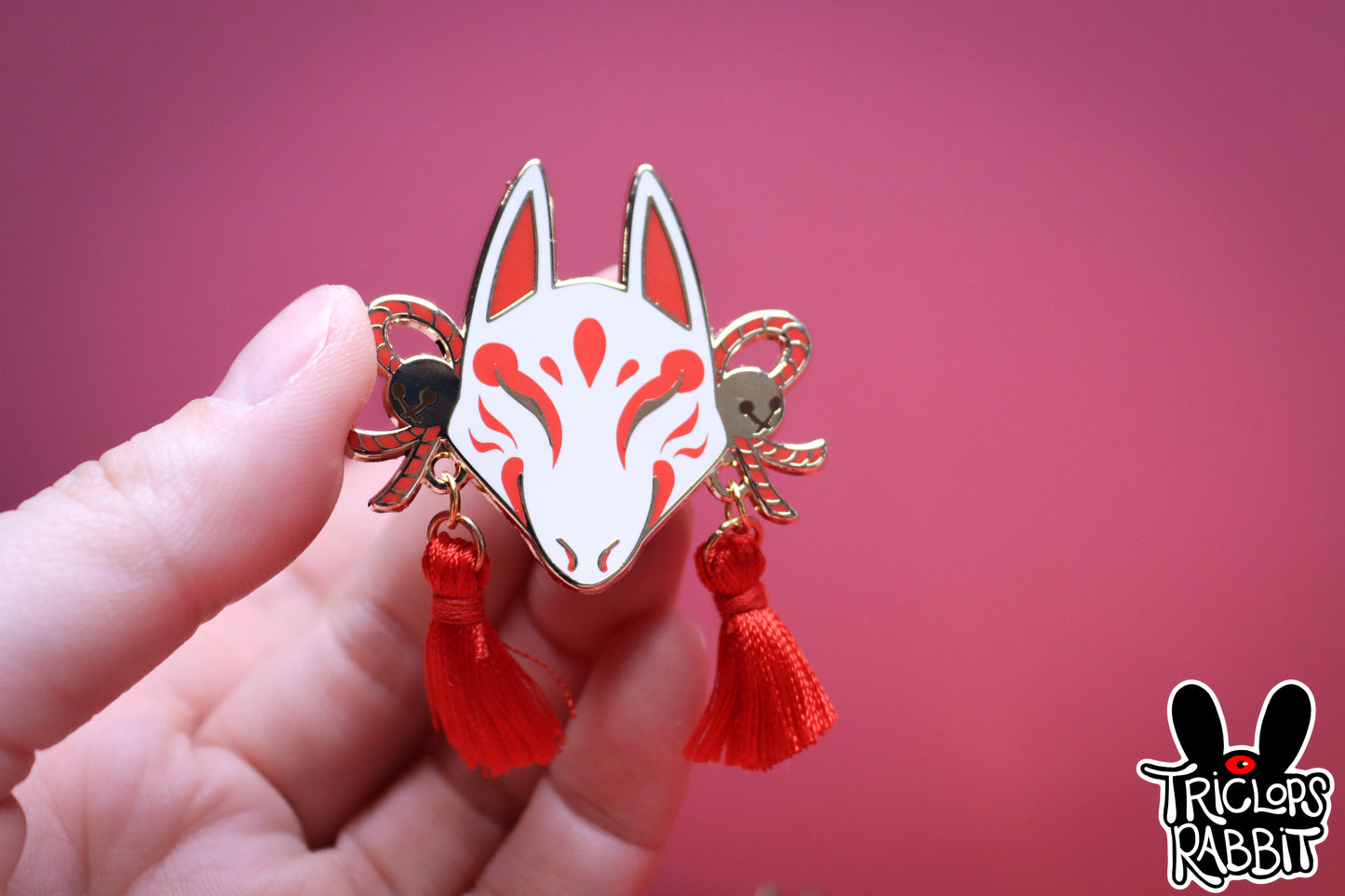 Kitsune/Fox Mask Enamel Pin
