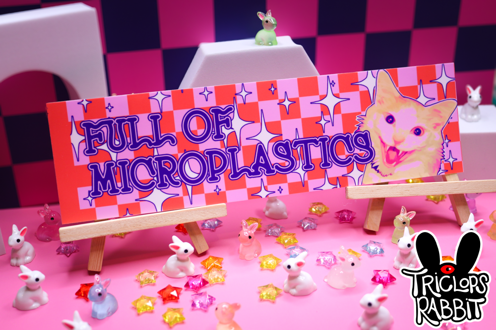 Full of Microplastics Cat Bumper Sticker
