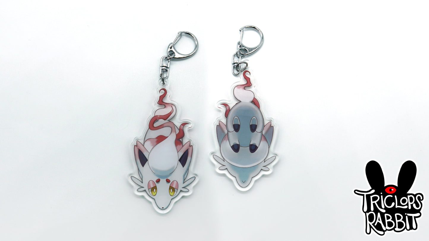 Black and White Fox Keychain - Cute Paws