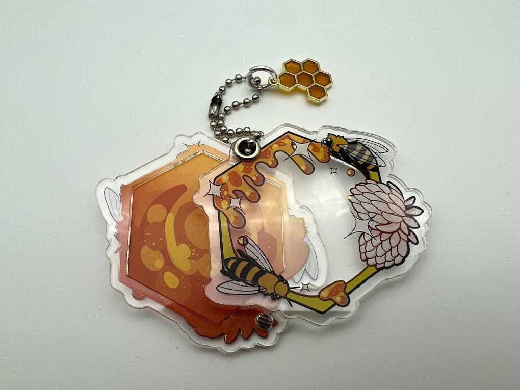 Bee Honeycomb Photo Frame Keychain