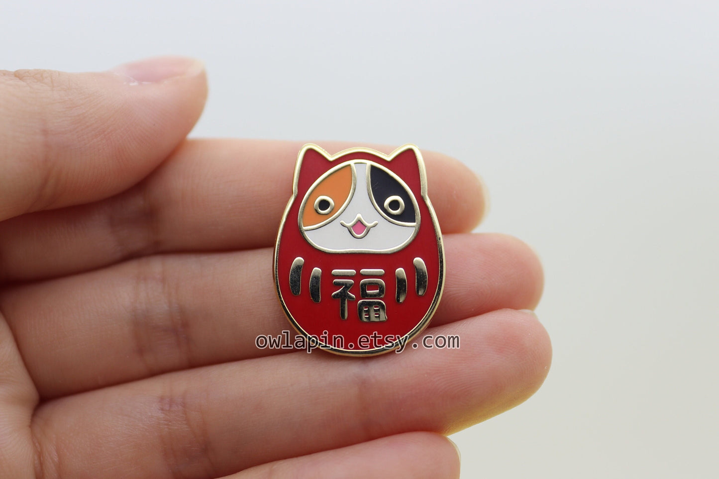 Cat Daruma Doll Mini Enamel Pin