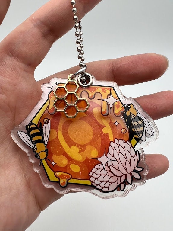 Bee Honeycomb Photo Frame Keychain