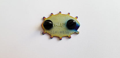 Rainbow Glitch Error Eye Enamel Pin 1.75"
