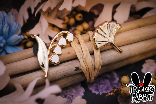 Lily of the Valley and Ginkgo Leaf 3D Metal Pins