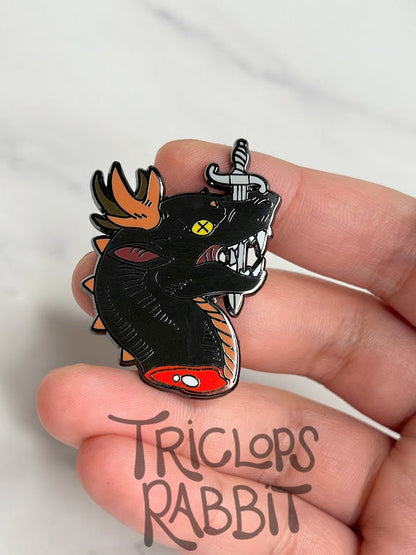 Slain Dragon Head Enamel Pin