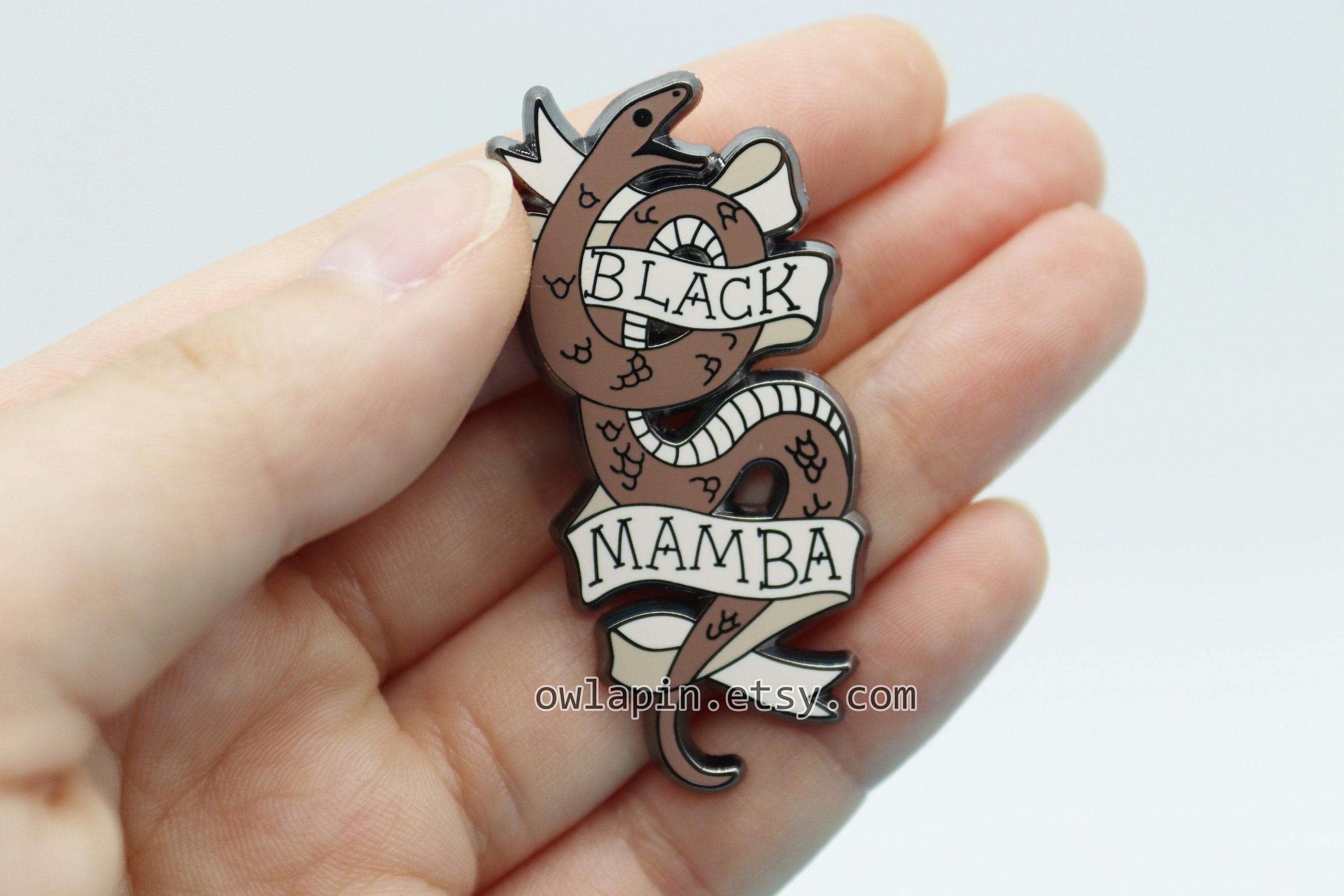 Black Mamba Snake Enamel Pin – Triclops Rabbit