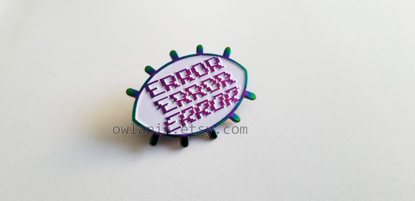 Rainbow Glitch Error Eye Enamel Pin 1.75"