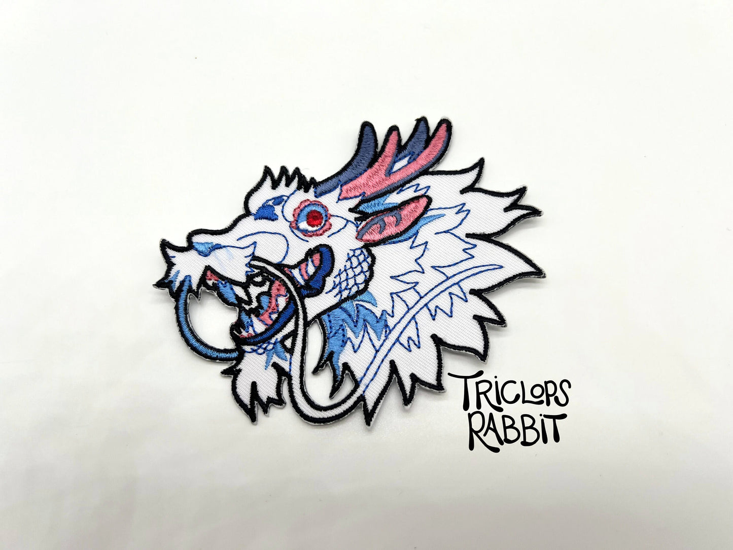 White Dragon Iron-On Patch