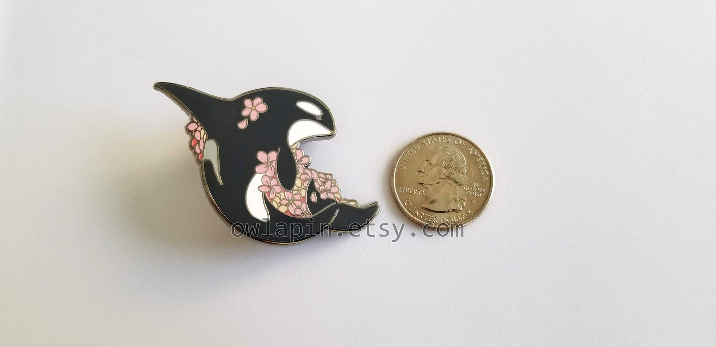 Orca Killer Whale Enamel Pin 2 1/4"