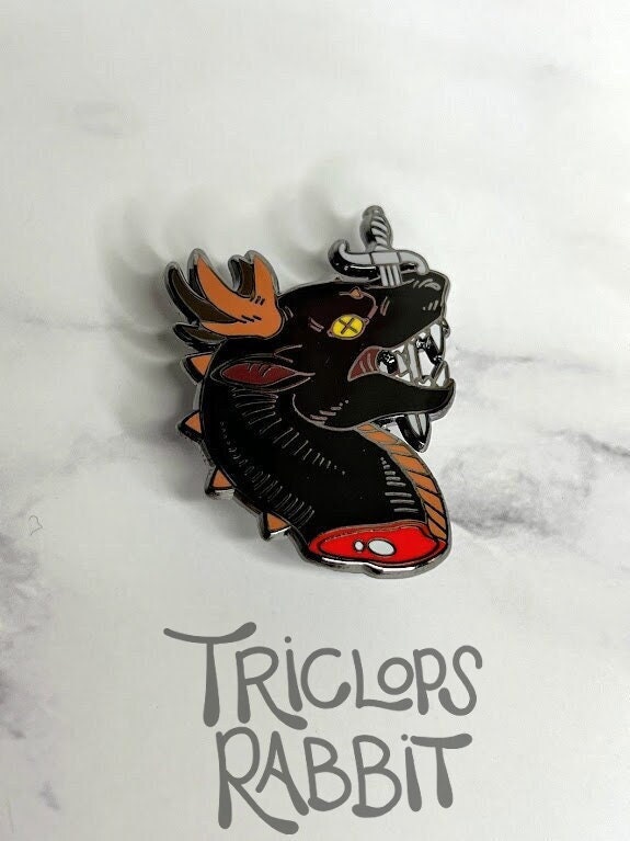 Slain Dragon Head Enamel Pin