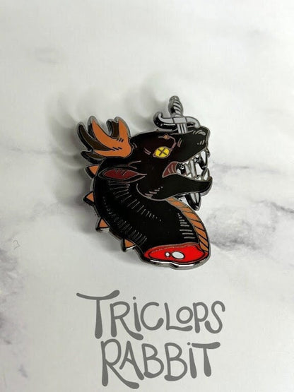 Slain Dragon Head Enamel Pin
