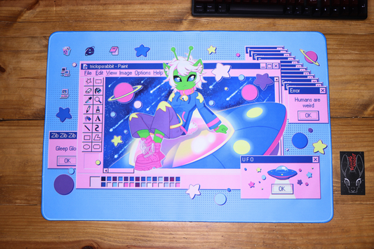 Alien Cat Computer Window Desk Mat