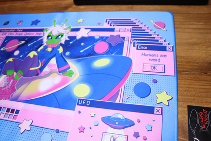 Alien Cat Computer Window Desk Mat