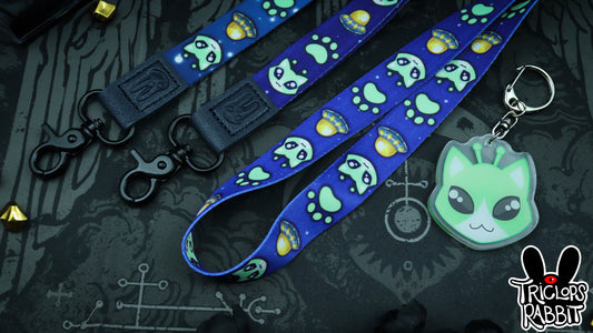 Alien Cat Wrist/Neck Lanyard and Keychain