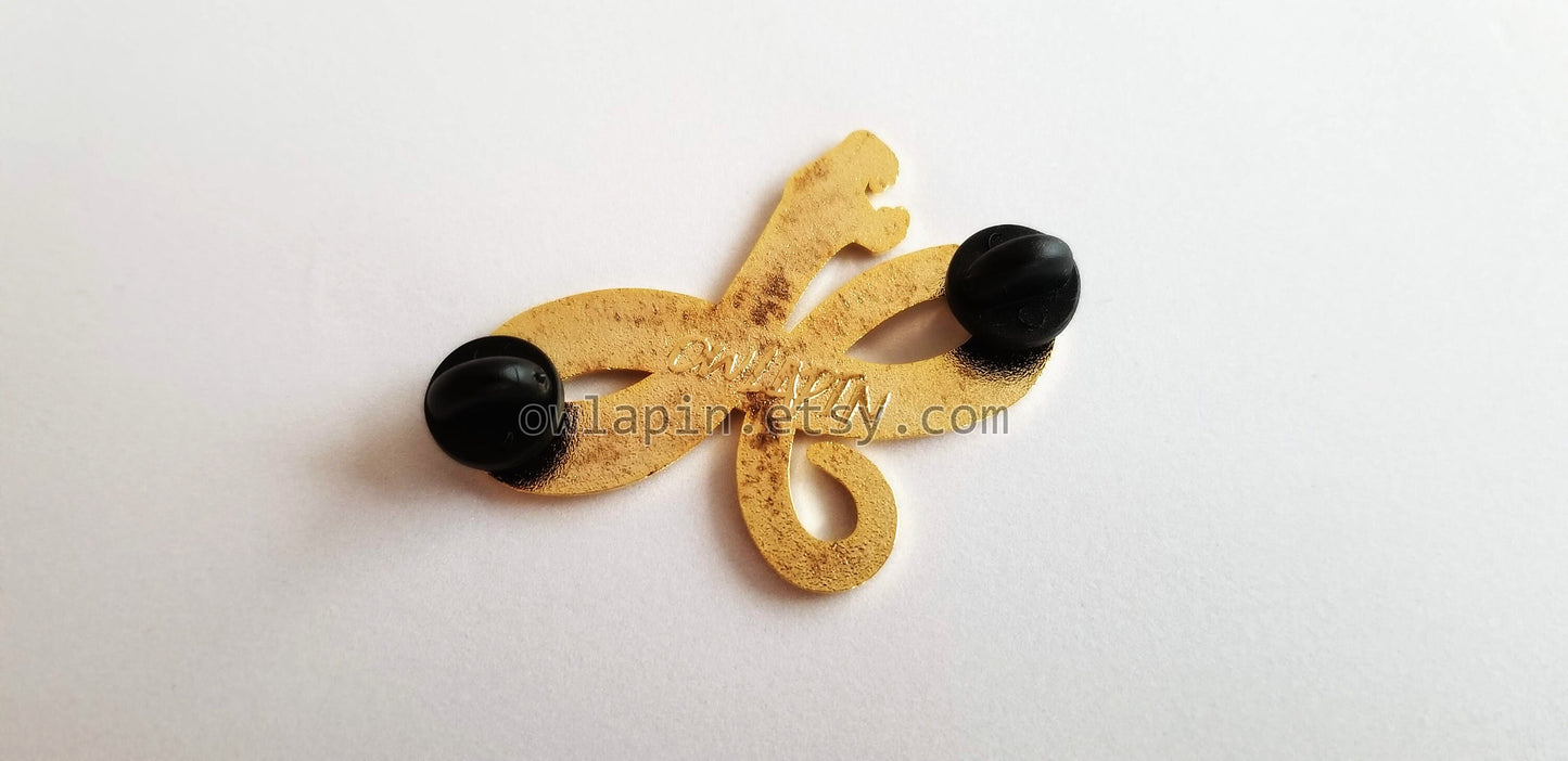 Black Gold Snake Enamel Pin 2"