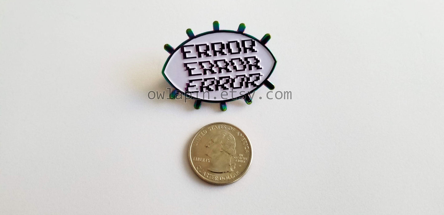 Rainbow Glitch Error Eye Enamel Pin 1.75"