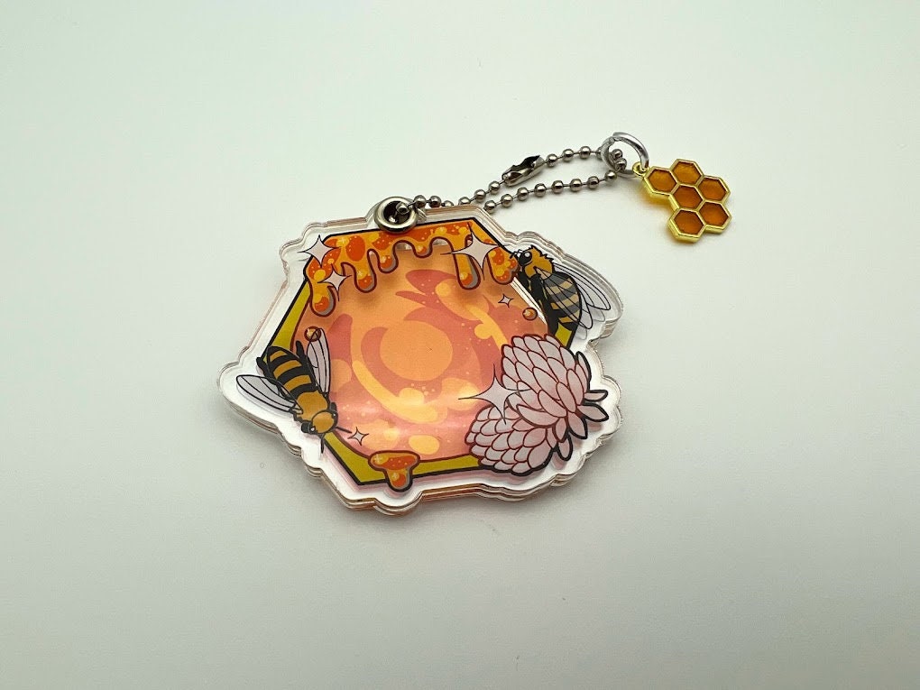 Bee Honeycomb Photo Frame Keychain