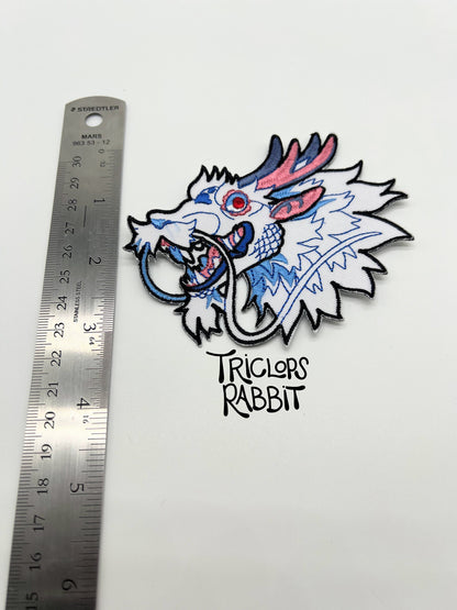 White Dragon Iron-On Patch