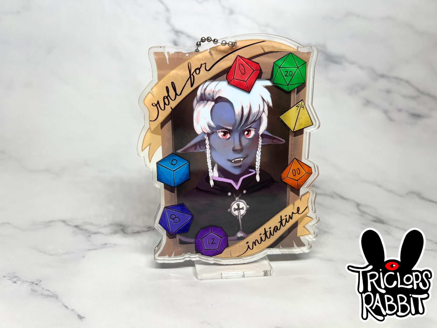 D&D DnD Dice Photo Card Holder Keychain Standee