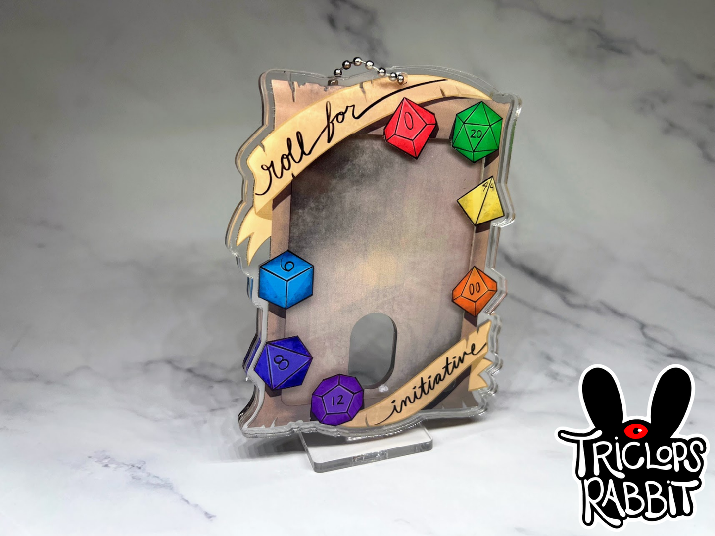 D&D DnD Dice Photo Card Holder Keychain Standee