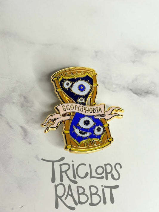 Scopophobia Hourglass Enamel Pin