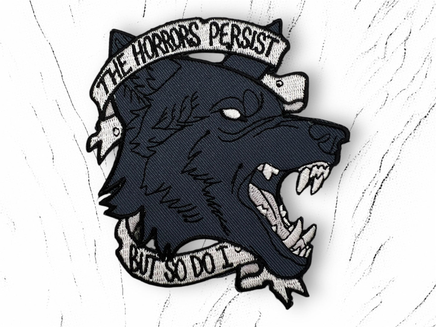 Black Wolf "The Horrors Persist" Iron-On Patch