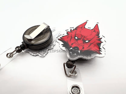 Red and Black Wolf Retractable Badge Reel
