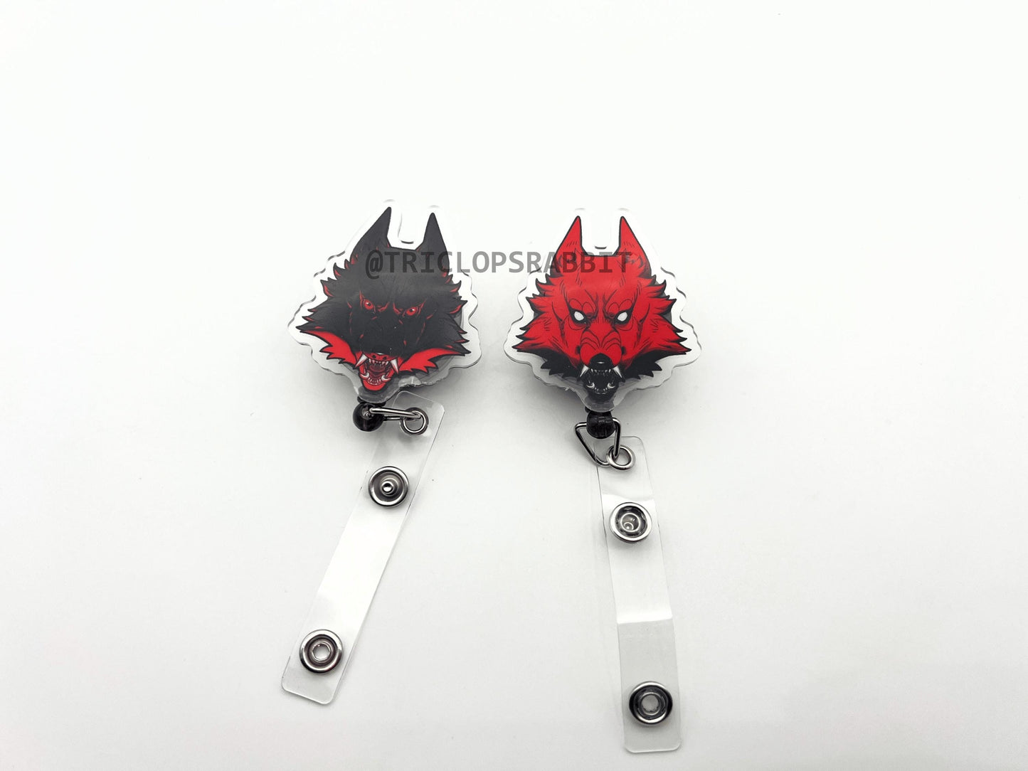Red and Black Wolf Retractable Badge Reel