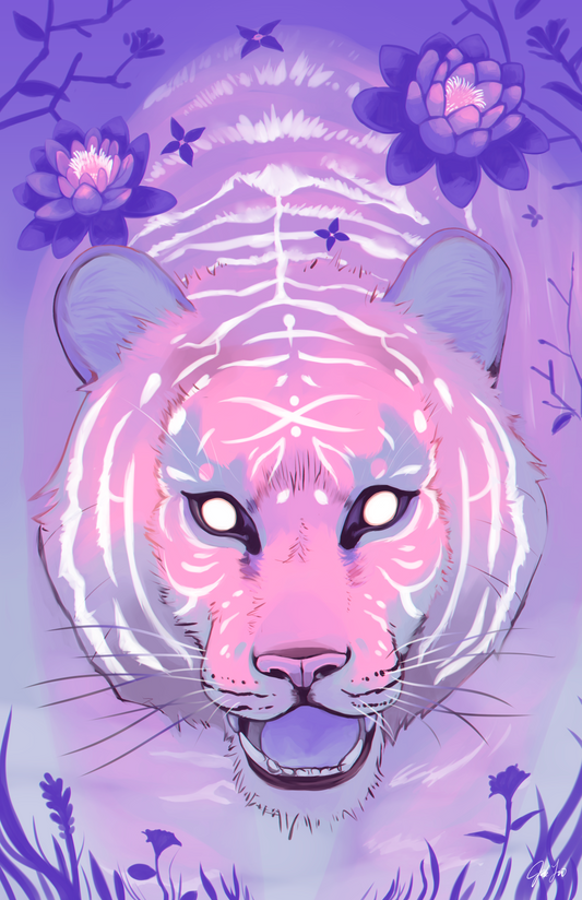 Ethereal Stalker Pink Tiger Art Print