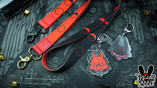 Moon Phase Wolf Wrist/Neck Lanyard and Keychain