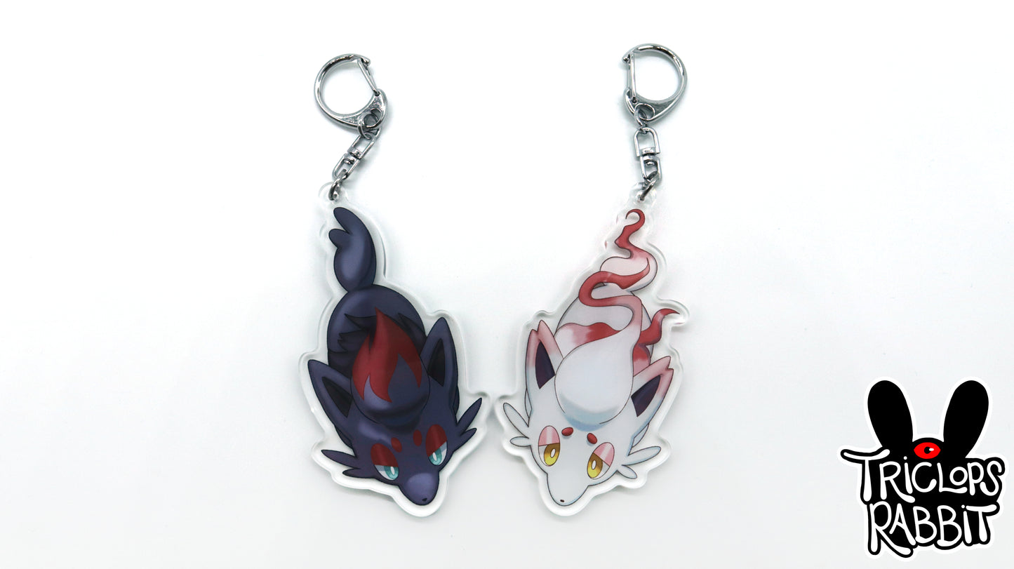 Black and White Fox Keychain - Cute Paws