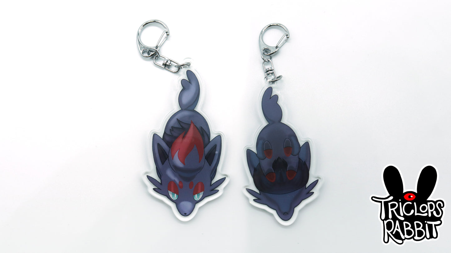 Black and White Fox Keychain - Cute Paws